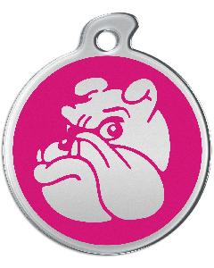 Misstoro Hundemarke mit Emaille, "Bulldogge", Pink, groß
