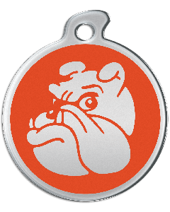 Misstoro Hundemarke mit Emaille, "Bulldogge", Orange, medium