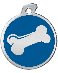 Misstoro Hundemarke mit Emaille, "Knochen", Blau, medium