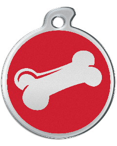 Misstoro Hundemarke mit Emaille, "Knochen", Rot, medium