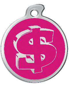 Misstoro Tiermarke mit Emaille, "Dollar", Pink, klein