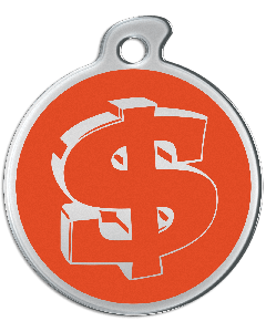 Misstoro Tiermarke mit Emaille, "Dollar", Orange, klein