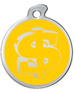 Misstoro Tiermarke mit Emaille, "Dollar", Gelb, klein