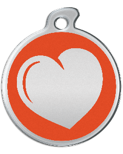 Misstoro Tiermarke mit Emaille, "Herz", Orange, klein