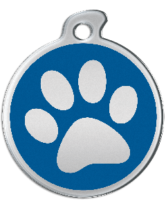 Misstoro Hundemarke mit Emaille, "Pfote", Blau, groß