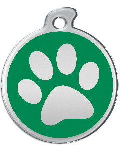 Misstoro Hundemarke mit Emaille, "Pfote", Grün, groß
