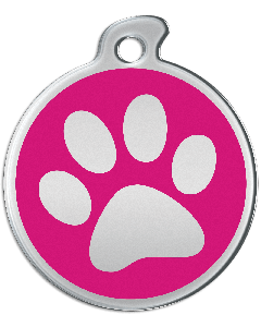 Misstoro Hundemarke mit Emaille, "Pfote", Pink, groß