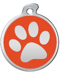 Misstoro Hundemarke mit Emaille, "Pfote", Orange, groß