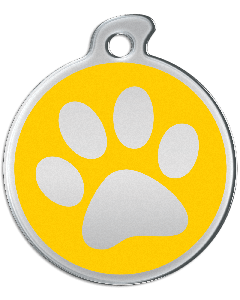Misstoro Hundemarke mit Emaille, "Pfote", Gelb, groß
