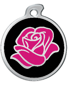 Misstoro Tiermarke mit Emaille, "Rose", Schwarz/pink, klein