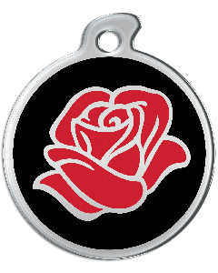 Misstoro Tiermarke mit Emaille, "Rose", Schwarz/rot, klein