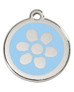 RedDingo Hundemarke mit Emaille, "Blume", Hellblau, medium